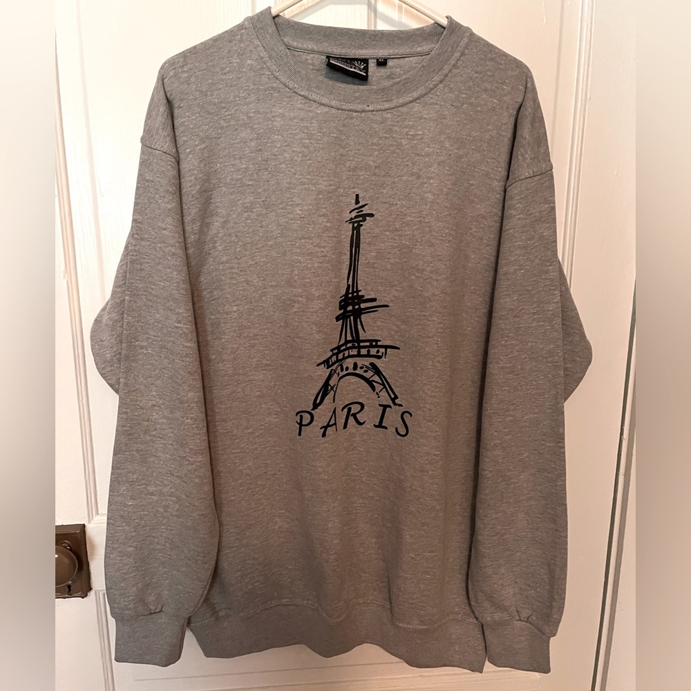Paris Eiffel Graphic Crewneck Sweatshirt - Gray